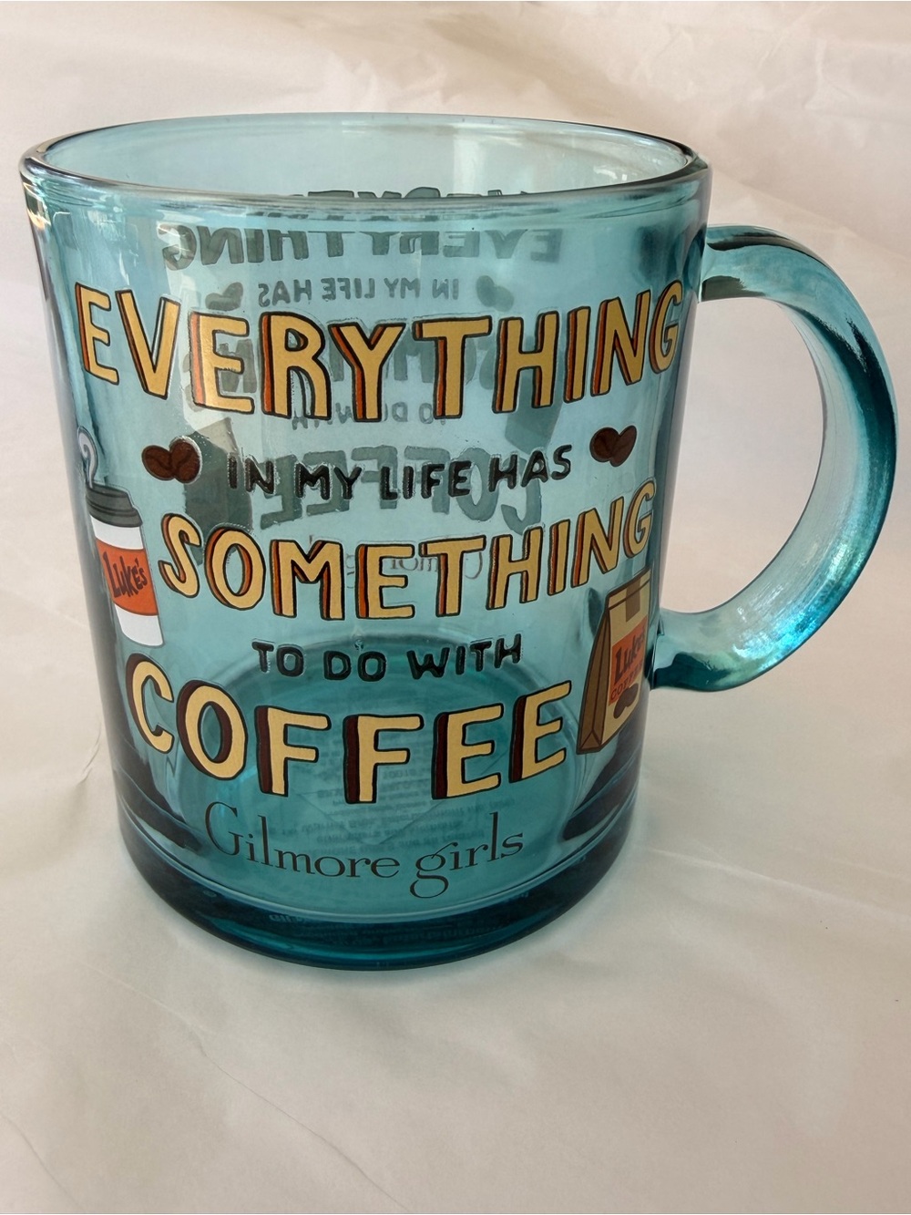 Gilmore Girls Blue Clear Glass Coffee Mug Cup